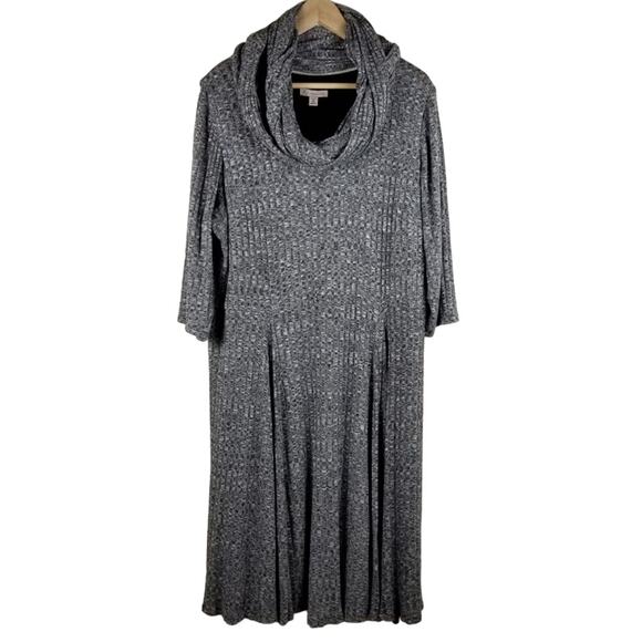 Dressbarn Heathered Gray Winter Dress w/ Removable Scarf Women 3X - Picture 1 of 7
